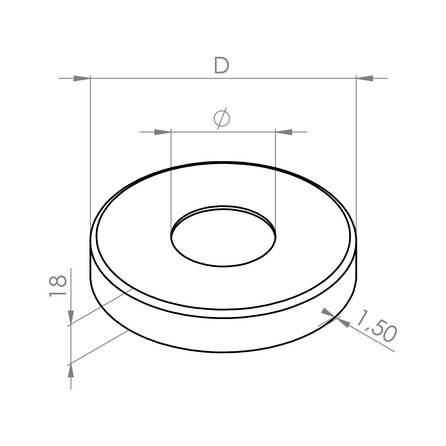 Inox vloerflens kapje - rond (42,4 mm)