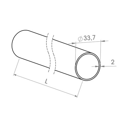Inox buis (rond) - 33,7 mm