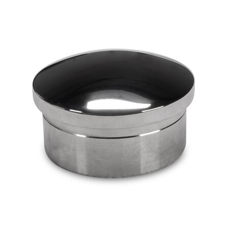 Inox einddop - halfrond - gepolijst - rond (42,4 mm)