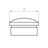Inox einddop - halfrond - gepolijst - rond (42,4 mm)
