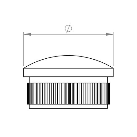 Inox einddop - bolling - rond (42,4 mm)