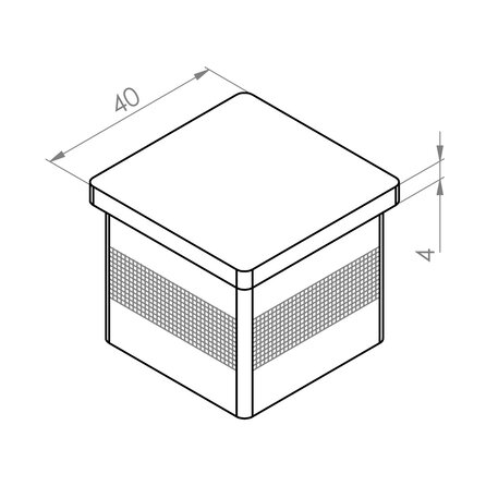 Inox einddop - vlak - recht (40x40 mm)