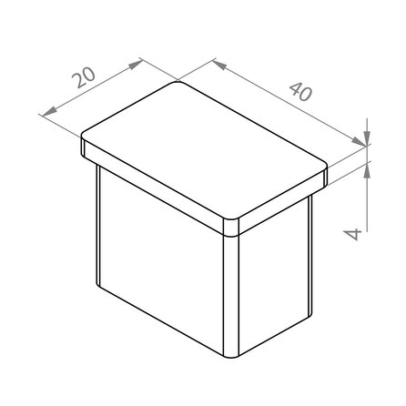 Inox einddop - vlak - recht (40x20 mm)