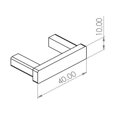 Inox einddop - vlak - recht (40x10 mm)