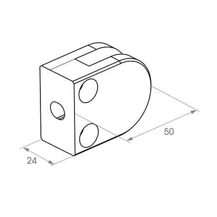 Inox glasklem - Type 4 - recht