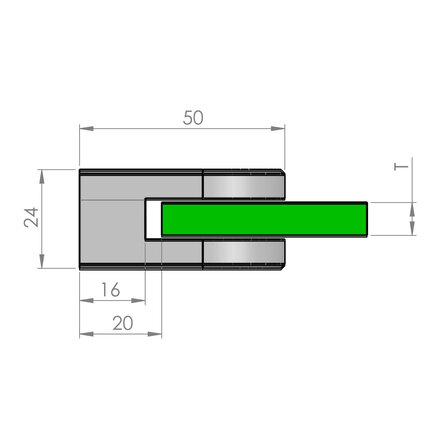 Inox glasklem - Type 4 - recht