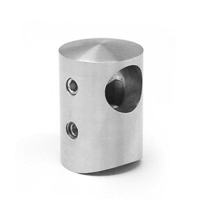 Inox dwarsstafhouder - start / eindstuk links - 12 mm - rond (42,4 mm)