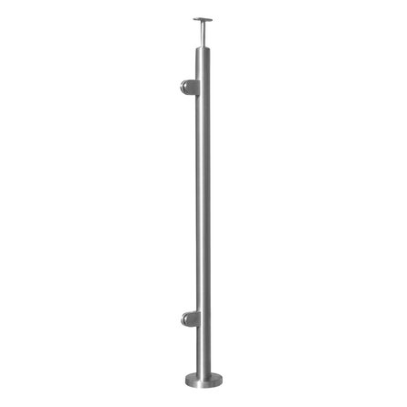 Inox baluster t.b.v. glasklemmen - start / eindstuk - rond (48,3 mm)
