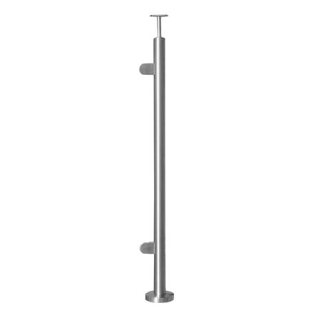 Inox baluster t.b.v. glasklemmen - start / eindstuk - rond (48,3 mm)