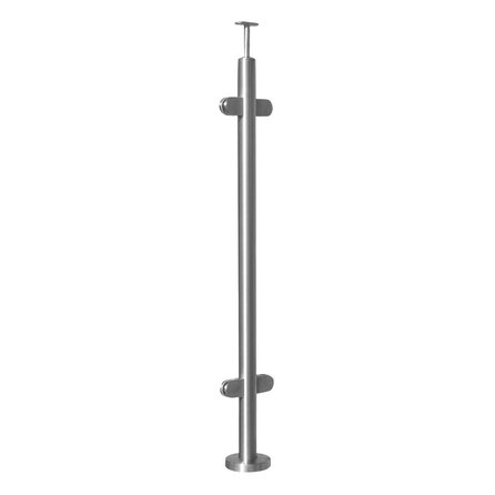 Inox baluster t.b.v. glasklemmen - tussenstuk - rond (48,3 mm)
