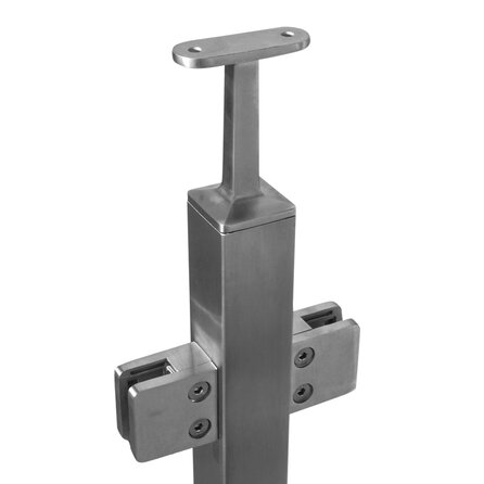 Inox baluster t.b.v. glasklemmen - tussenstuk - recht (40x40 mm)