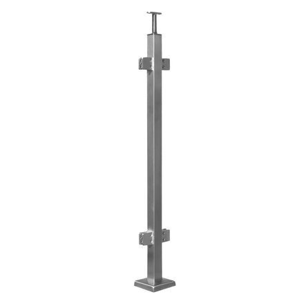 Inox baluster t.b.v. glasklemmen - tussenstuk - recht (40x40 mm)