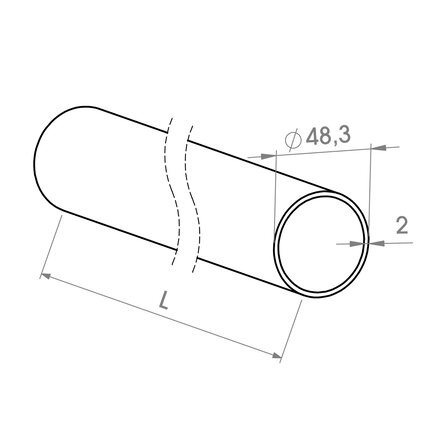 Inox buis (rond) - 48,3 mm