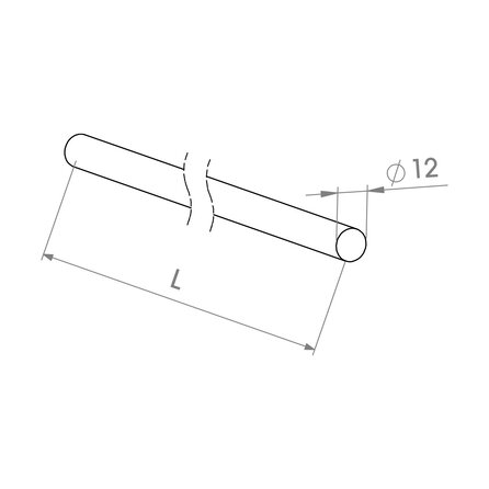 Inox staf (rond) - 12 mm