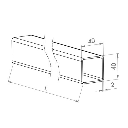 Inox koker - 40x40 mm
