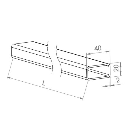 Inox koker - 40x20 mm