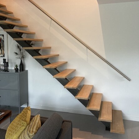 Inox trapleuning op maat - rond - incl. leuninghouders TYPE 14