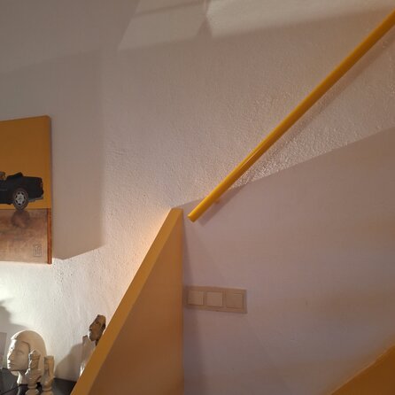 Trapleuning in RAL kleur naar wens (gecoat) op maat - rond smal - incl. leuninghouders TYPE 14 - coating in iedere RAL kleur