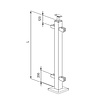Inox baluster t.b.v. glasklemmen - tussenstuk - recht (40x40 mm)
