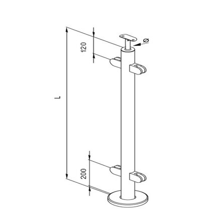 Inox baluster t.b.v. glasklemmen - tussenstuk - rond (48,3 mm)
