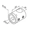 Inox dwarsstafhouder - start / eindstuk links - 12 mm - recht
