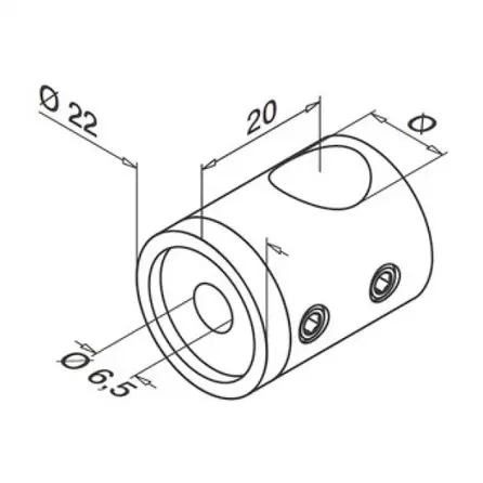 Inox dwarsstafhouder - start / eindstuk links - 12 mm - recht