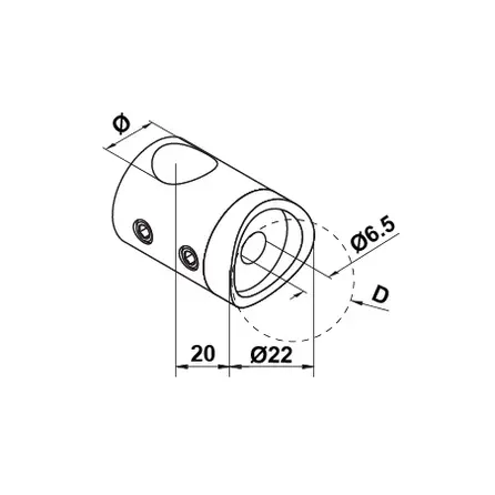 Inox dwarsstafhouder - start / eindstuk rechts - 12 mm - rond (48,3 mm)