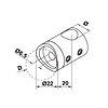 Inox dwarsstafhouder - start / eindstuk links - 12 mm - rond (42,4 mm)
