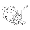 Inox dwarsstafhouder - tussenstuk - 12 mm - recht
