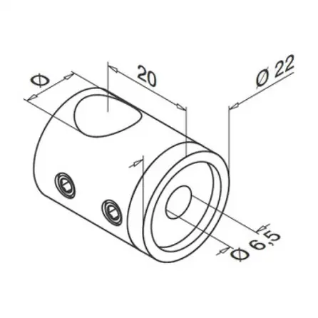 Inox dwarsstafhouder - tussenstuk - 12 mm - recht