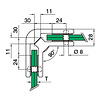 Inox glasverbinder hoek - 90 graden - Type 2