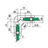 Inox glasverbinder hoek - 90 graden - Type 1