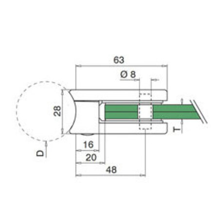 Inox glasklem - Type 3 - rond (42,4 mm)