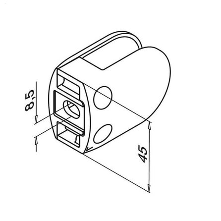 Inox glasklem - Type 2 - recht