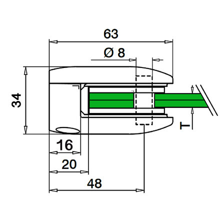 Inox glasklem - Type 2 - recht