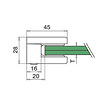 Inox glasklem - Type 1 - recht
