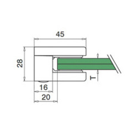 Inox glasklem - Type 1 - recht