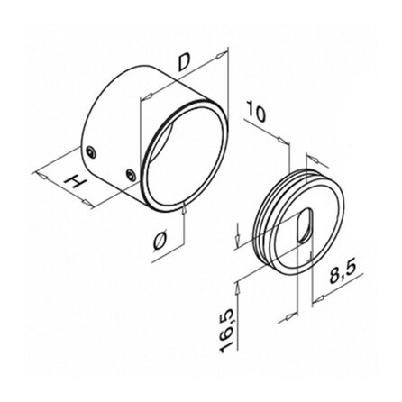 Inox flens - rond (33,7 mm)