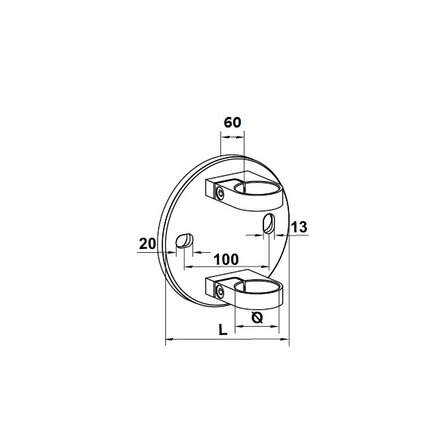 Inox wandanker - dubbele buisklem - Type 1 - rond (42,4 mm)