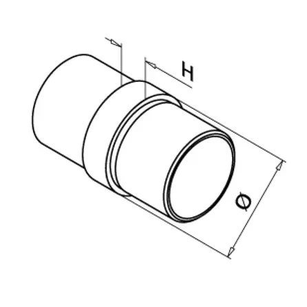 Inox koppelstuk - Type 1 - rond (42,4 mm)