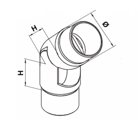 Inox bocht - variabel (0-70 graden) - rond (48,3 mm)