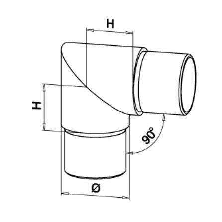 Inox bocht - Type 3 - 90 graden - rond (42,4 mm)