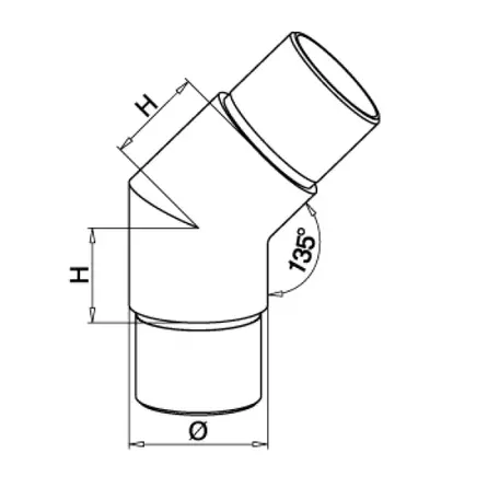 Inox bocht - 135 graden - rond (48,3 mm)