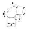 Inox bocht - Type 2 - 90 graden - rond (48,3 mm)
