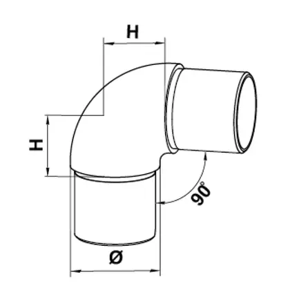 Inox bocht - Type 2 - 90 graden - rond (48,3 mm)