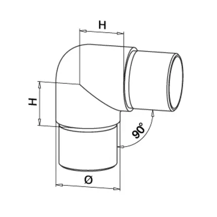 Inox bocht - Type 1 - 90 graden - rond (48,3 mm)