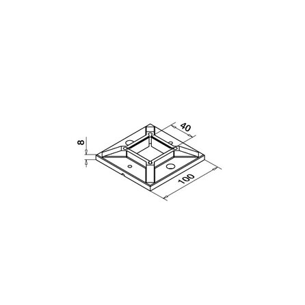 Inox vloerflens - recht (40x40 mm)
