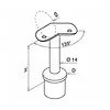 Inox railingsteun - 135 graden - rond (48,3 mm)