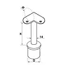 Inox railingsteun - 90 graden - rond (48,3 mm)
