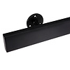 Zwarte trapleuning (gecoat) op maat - rechthoekig (40x15 mm) - incl. leuninghouders TYPE 4 - coating zwart RAL 9005